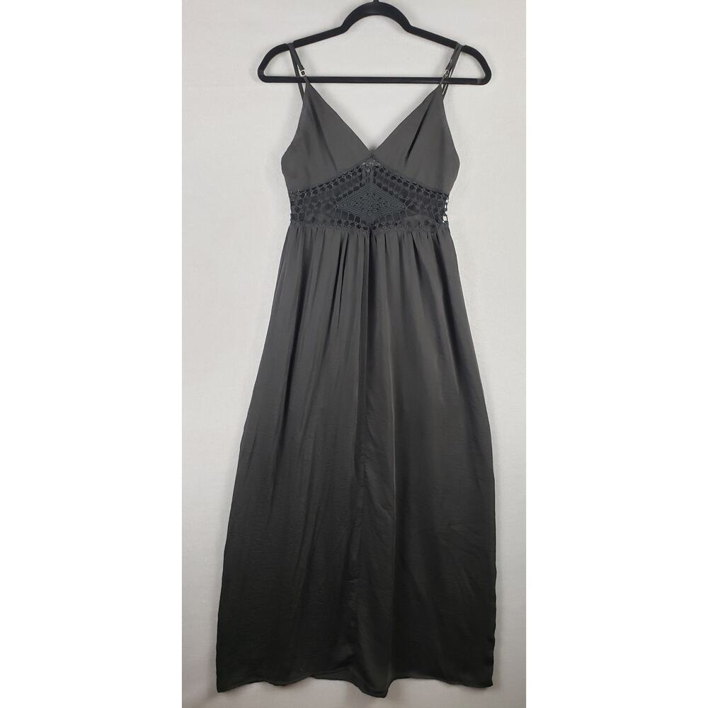 Audrey Size S Crochet Bodice Black Maxi Dress Dark Fairy Grunge Boho Hippie Y2K‎